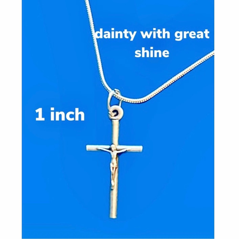 Sterling plated necklace 18” with a crucifix - Charity.